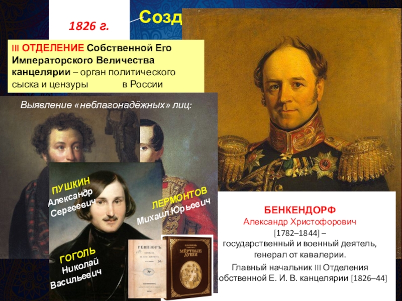 Какой орган возглавлял бенкендорф. Бенкендорф 1826. Деятельность 3 отделения канцелярии Бенкендорфа. Бенкендорф третье отделение. Третье отделение канцелярии 1826.