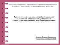 Презентация Программа профессиональных проб для подростков по социально – педагогическому направлению в МБОУ ДОД Дворец детского (юношеского) творчества