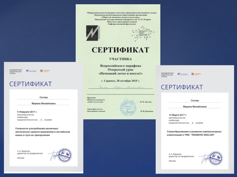 Портфолио для аттестации, Сотова М. М.