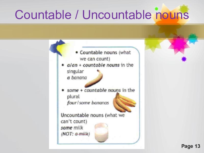 Countable and uncountable nouns презентация 5 класс