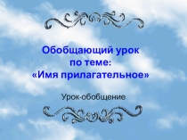 Обобщающий урок по теме: Имя прилагательное 6 класс