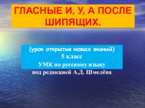 Презентация-методическая разработка урока по русскому языку на тему И, у, а после шипящих