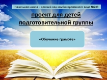 Проект для детей подготовительной группы Обучение грамоте