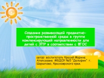 Презентация: Создание развивающей предметно-пространственной среды в группе компенсирующей направленности для детей с ЗПР в соответствии с ФГОС