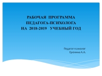 Презентация рабочей программы педагога-психолога.