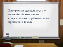 Презентация к сообщению Внеурочная деятельность - важнейший компонент современного образовательного процесса в школе