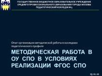 Презентация: Опыт организации методической работы в колледжах педагогического профиля. Методическая работа в ОУ СПО в условиях реализации ФГОС СПО