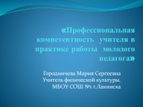 Профессиональная компетентность  учителя в практике работы  молодого педагога