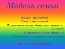 Презентация к занятию Модель семьи