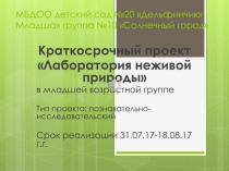 Презентация краткосрочного проекта Лаборатория не живой природы