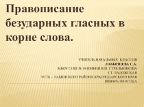 Презентация по русскому языку Правописание безударных гласных в корне слова