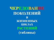 Презентация таблиц Циклы развития растений биология 11 класс