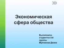 Презентация по теме Экономическая сфера жизни общества, выполненная студенткой Мулюковой Дианой