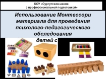 Презентация ИспользованиеМонтессори - материала для проведения психолого-педагогического обследования детей с ОВЗ