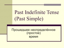Past Indefinite Tense (Past Simple)