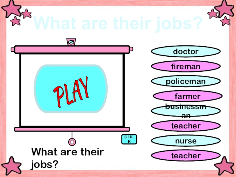 Презентация Игра-презентация для 4 класса What are their jobs?
