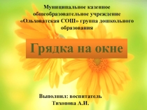 Презентация событий из жизни группы на тему Грядка на окне