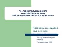 Презентация  Исследовательская работа Насекомые Тамбовского края