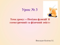 Презентація з математики на тему  Похідна функції її геометричний та фізичний зміст